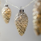 Battery Operated LED Iridescent Pinecone String Lights, 10 Warm White Lights