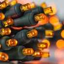 20 Amber Battery Operated 5mm LED Christmas Lights, Green Wire