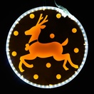 Amber Lit Medallion with Etched Reindeer Design 