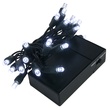 20 Cool White Battery Operated 5mm LED Christmas Lights, Green Wire