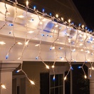 Blue, Clear Icicle Lights, White Wire 