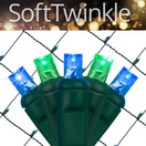 5mm Blue, Green SoftTwinkle&reg LED Net Lights, Green Wire