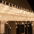 Commercial - Clear Icicle Lights, White Wire 