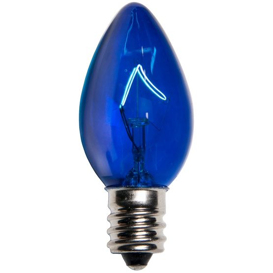 C7 Blue Christmas Light Bulbs, Transparent