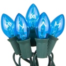 25 C7 Transparent Blue Christmas Lights
