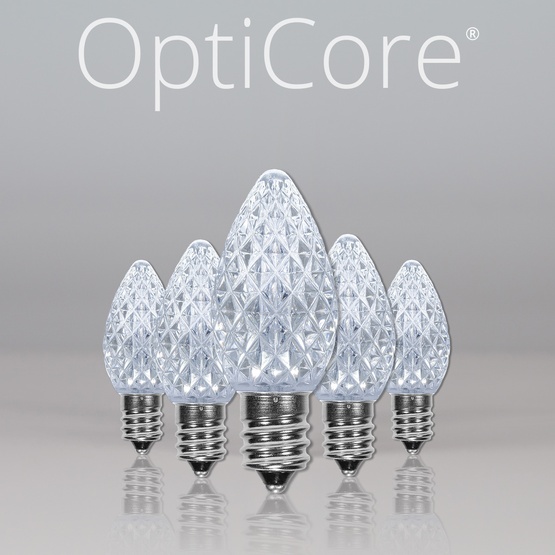 C7 Cool White OptiCore LED Christmas Light Bulbs, Box of 25