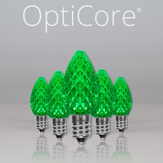C7 Green OptiCore LED Christmas Light Bulbs