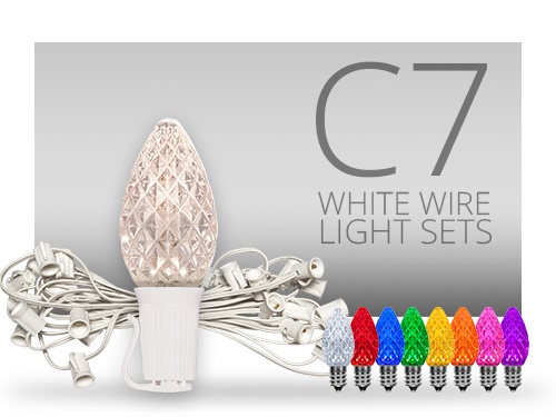 C7 Commercial Light String White Wire Christmas Light Sets