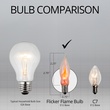C7 Flicker Flame Clear Halloween Light Bulbs, Pack of 2