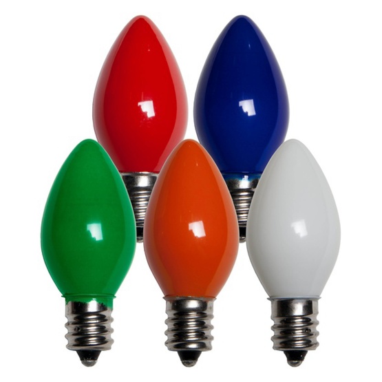 C7 Multicolor Christmas Light Bulbs, Opaque