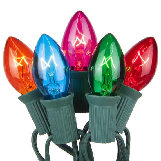 25 C7 Transparent Multicolor Christmas Lights