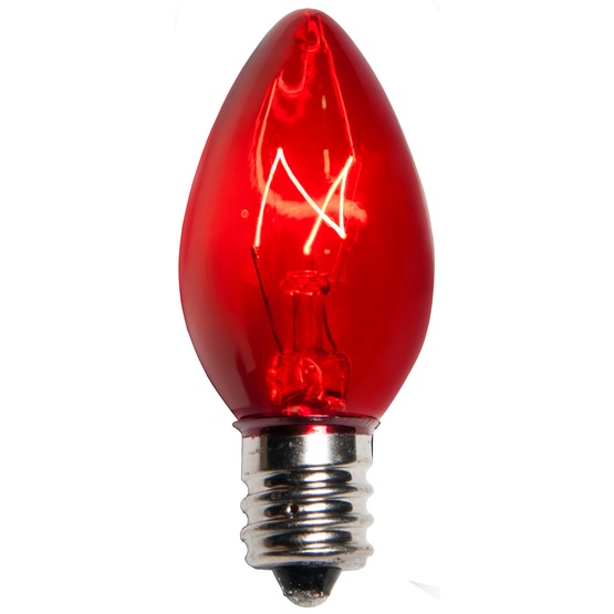 C7 Red Christmas Light Bulbs, Transparent