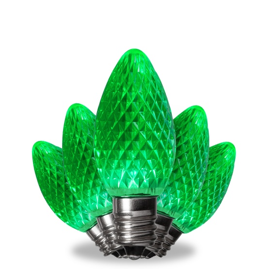 Kringle Traditions TM C7 120V Dimmable Green LED Christmas Light Bulbs