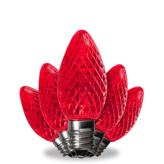 Kringle Traditions TM C7 120V Dimmable Red LED Christmas Light Bulbs