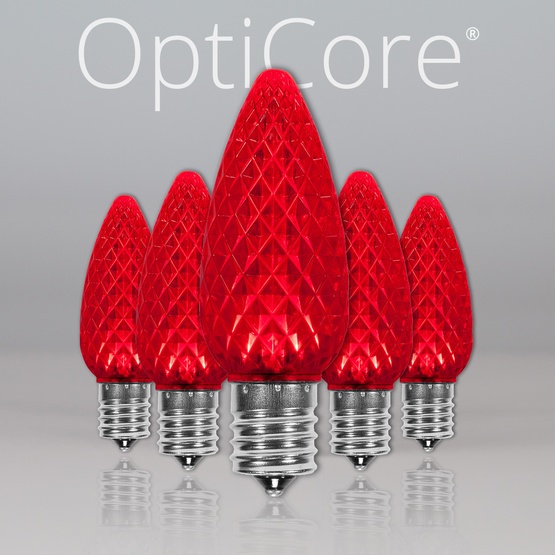 C9 Red OptiCore LED Christmas Light Bulbs