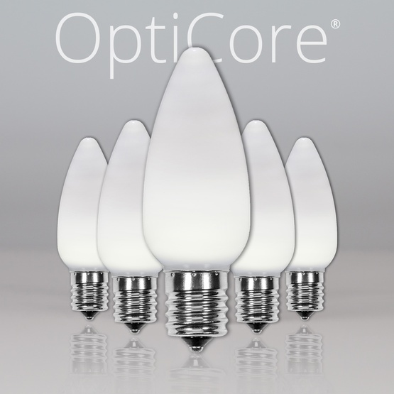 C9 Cool White Smooth OptiCore LED Christmas Light Bulbs