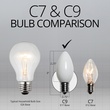 C9 White Christmas Light Bulbs, Opaque