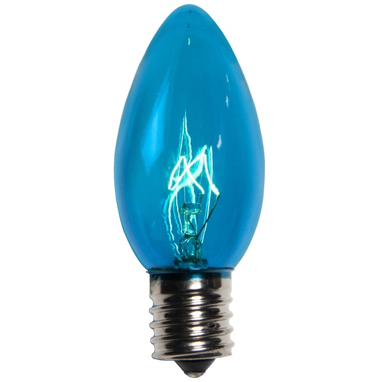 C9 Teal Christmas Light Bulbs, Transparent