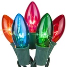 25 C9 Transparent Twinkle Multicolor Christmas Lights