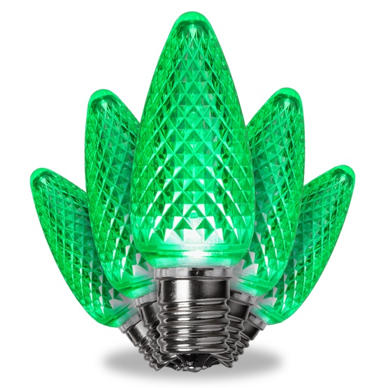Kringle Traditions TM C9 120V Dimmable Green LED Christmas Light Bulbs