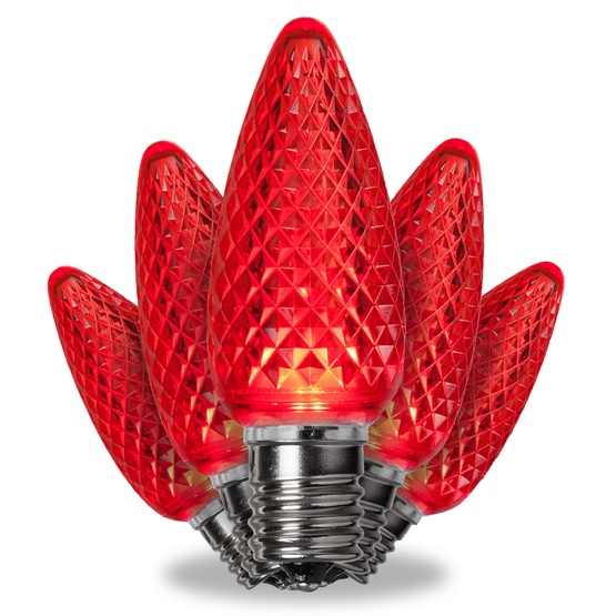 Kringle Traditions TM C9 120V Dimmable Red LED Christmas Light Bulbs