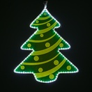 Electric Green Lit Tree with Etched Decorative Design 