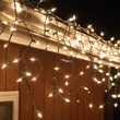 100 Clear Icicle Lights, Green Wire, Short Drops