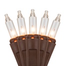 20 Clear Craft Mini Lights, 4" Spacing, Brown Wire