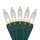 50 Clear Christmas Tree Mini Lights, 6" Spacing, Green Wire