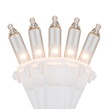 Commercial 100 Clear Christmas Mini Lights, 6" Spacing, White Wire