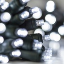 20 Cool White Battery Operated 5mm LED Christmas Lights, Green Wire