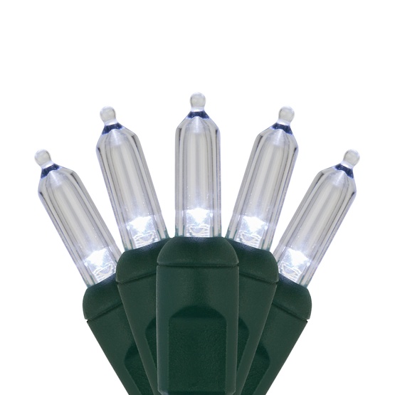 50 T5 Cool White LED Christmas Tree Lights, 4" Spacing