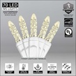 70 M5 Warm White LED Christmas Lights, 4" Spacing, White Wire