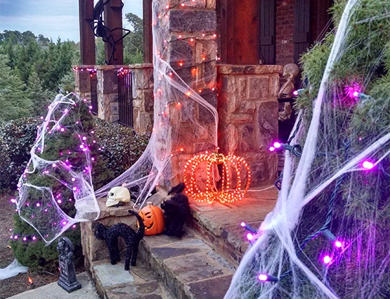 Halloween Lights and Porch Decorations