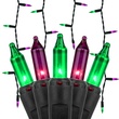 150 Mini Purple, Green Halloween Icicle Light Set, Black Wire