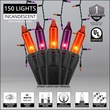 150 Purple / Orange Halloween Icicle Lights - Black Wire