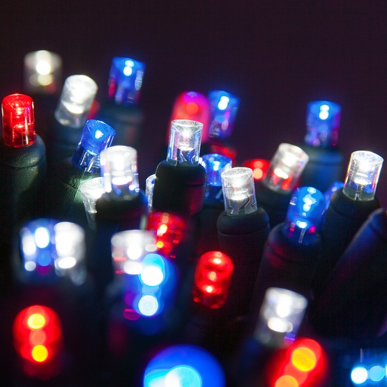 50 5mm LED Patriotic Red, White and Blue Lights, 6" Spacing
