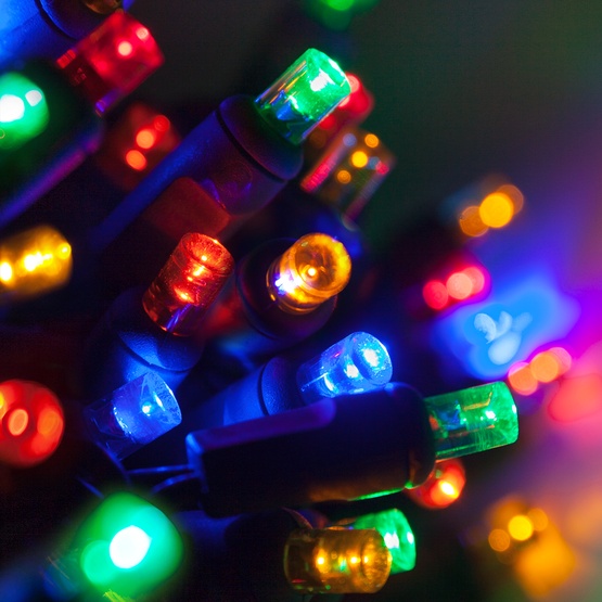 50 5mm Multi Color LED Christmas Lights, 6" Spacing