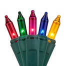 35 Multi Color Mini Lights, 4" Spacing, Green Wire