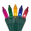 140 Multi Color Chasing Mini Lights, 4" Spacing, Green Wire