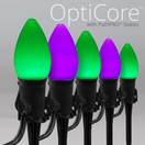 C7 Green / Purple Smooth OptiCore&reg LED Halloween Pathway Lights, 5" PathPRO TM Stakes