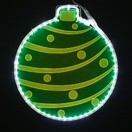 Electric Green Lit Ornament with Etched Decorative Design 