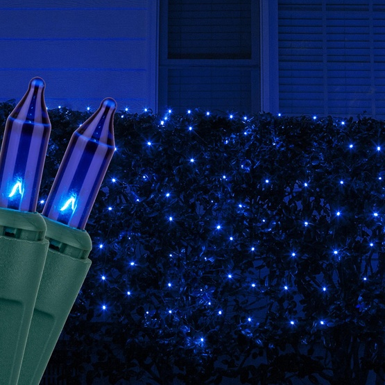 4' x 6' Net Lights - 150 Blue Lamps - Green Wire