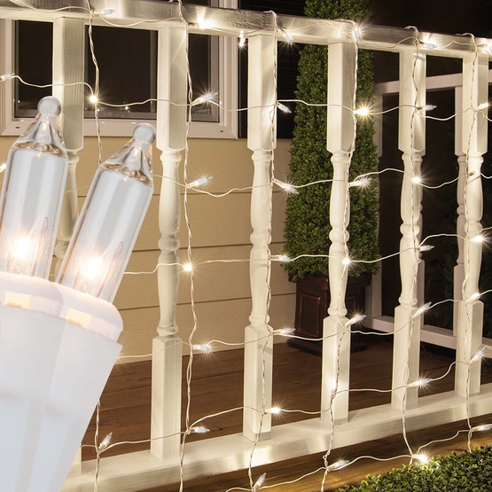 4' x 6' Net Lights - 150 Clear Lamps - White Wire