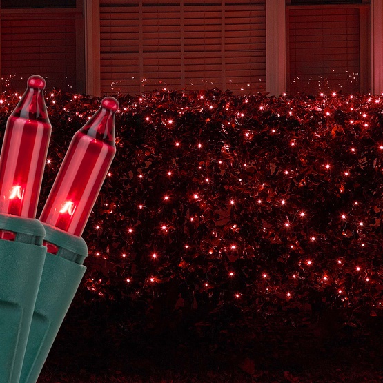 4' x 6' Net Lights - 150 Red Lamps - Green Wire