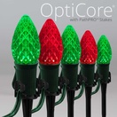C7 Green / Red OptiCore&reg LED Christmas Pathway Lights, 5" PathPRO TM Stakes