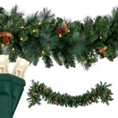 Mixed Noble Prelit Commercial LED Christmas Garland, Warm White Lights