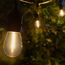S14 Warm White Suspended LED Filament Shatterproof Patio Lights, Commercial Black Wire