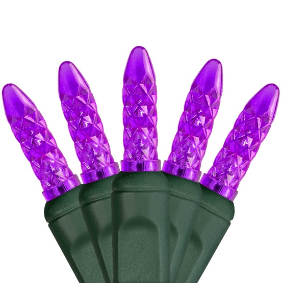 70 M5 Purple LED Christmas Lights, 4" Spacing