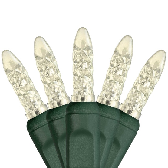50 M5 Warm White LED Christmas Lights, 4" Spacing